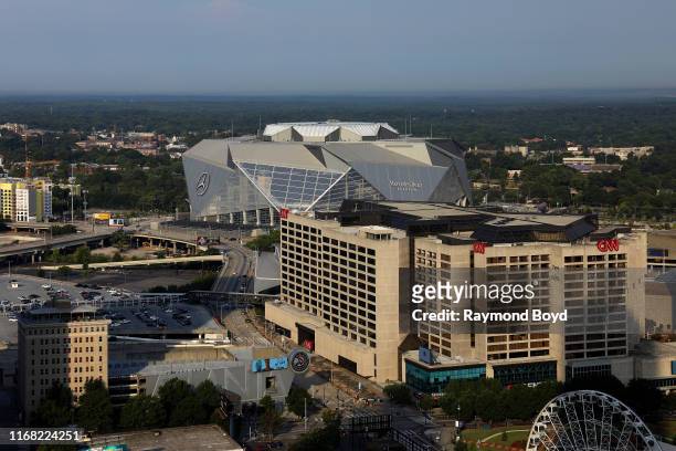 Mercedes-Benz Stadium , home of the Atlanta Falcons football team and Atlanta United FC soccer team and CNN Center in Atlanta, Georgia on July 27,...