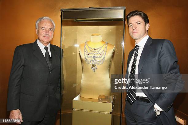 President and CEO of Cartier International Bernard Fornas and President and CEO of Cartier North America Frederic de Narp attend a private dinner in...