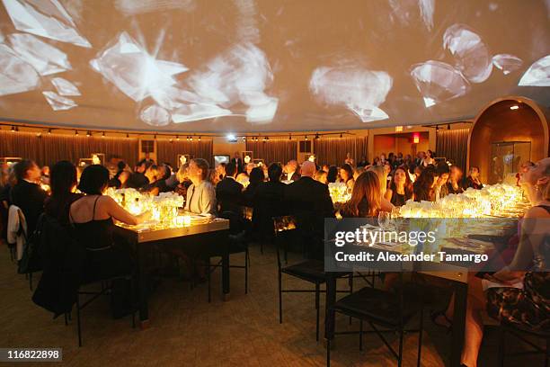 Vieiw of the guests watching David Lynch's film "Diamonds, Gold and Dreams" at a private dinner in honor of Anri Sala at the Cartier Dome - Miami...