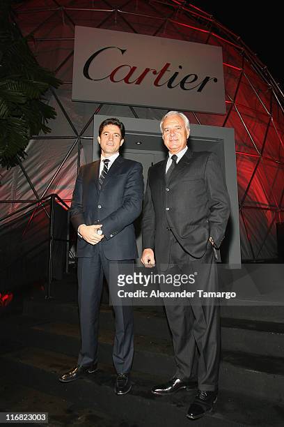 President and CEO of Cartier North America Frederic de Narp and President and CEO of Cartier International Bernard Fornas attend a private dinner in...