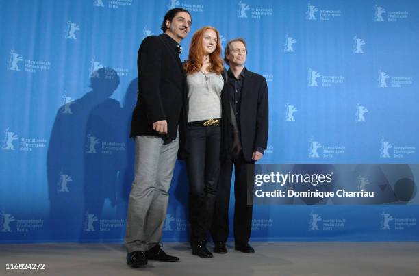 Actors Simon Abkarian, Lily Cole and Steve Buscemi attend the "Rage" photocall during the 59th Berlin International Film Festival at the Grand Hyatt...