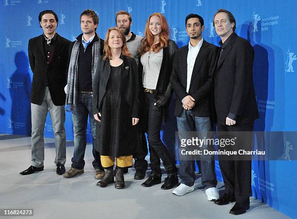 Actors Simon Abkarian, Patrick J. Adams, Jakob Cedergren, Lily Cole, Riz Ahmed, Steve Buscemi and Director Sally Potter attend the "Rage" photocall...