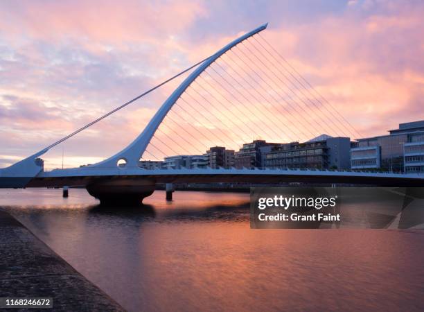 harp shaped bridge over river. - harp shaped stock pictures, royalty-free photos & images