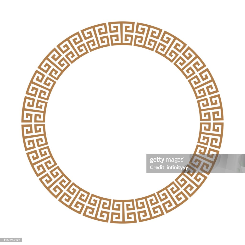 Greek key round frame. Greek border. Vector