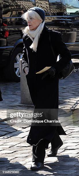 French singer Francoise Hardy attends singer Alain Bashung's Funeral at the Saint-Germain-des-Pres church on March 20, 2009 in Paris, France.
