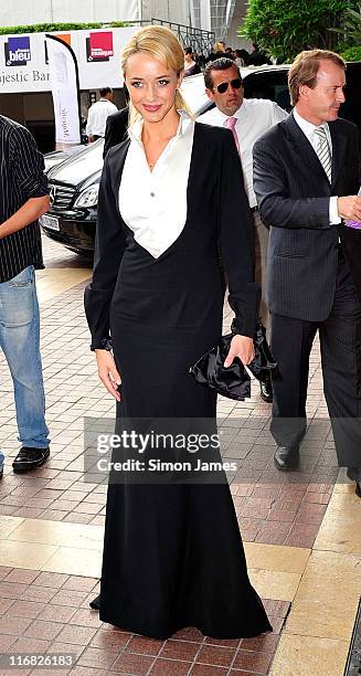 Actress Helene de Fougerolles leaves the Majestic hotel on May 21, 2009 in Cannes, France.