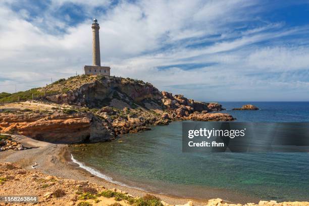 cape palos lighthouse (spain) - la manga stock pictures, royalty-free photos & images