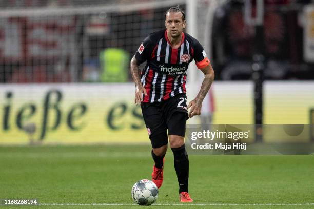 Marco Russ of Eintracht Frankfurt controls the ball during Eintracht Frankfurt against FC Vaduz match of UEFA Europa League Third Qualifying Round at...