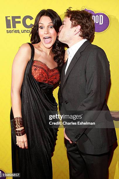 Actors Neha Dhupia and Chris Kattan attend a screening of "Bollywood Hero" at the Rubin Museum of Art on August 4, 2009 in New York City.