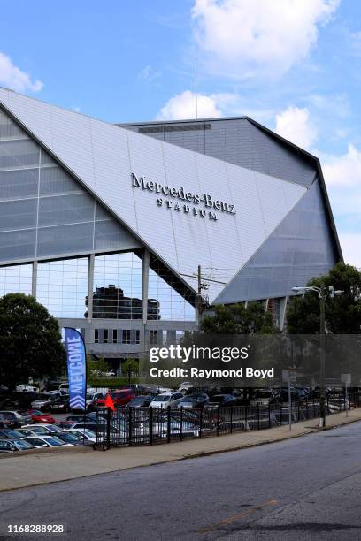 Mercedes-Benz Stadium, home of the Atlanta Falcons football team and Atlanta United FC soccer team in Atlanta, Georgia on July 27, 2019.