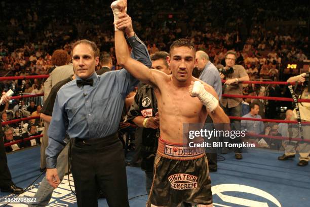 Humberto Soto defeats Bobby Pacquiao by KO in the 7th round in their Super Featherweight fight at Madison Square Garden on June 9, 2007 in New York...