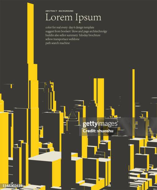 geometric cube style city building pattern poster background - hollow stock illustrations