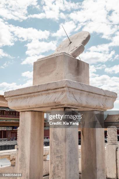 sundial in forbidden city, beijing, china - ancient sundials stock pictures, royalty-free photos & images