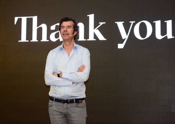 New York-based graphic designer Stefan Sagmeister speaks during 'Why Beauty Matters Talk' lecture at the former residence of Ming dynasty Chinese...