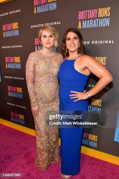Jillian Bell and Brittany O'Neill attend the premiere of Amazon Studios' "Brittany Runs A Marathon" at Regal LA Live on August 15, 2019 in Los...