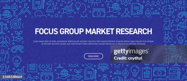 focus group market research concept - business related seamless pattern web banner - data driven ideas stock illustrations