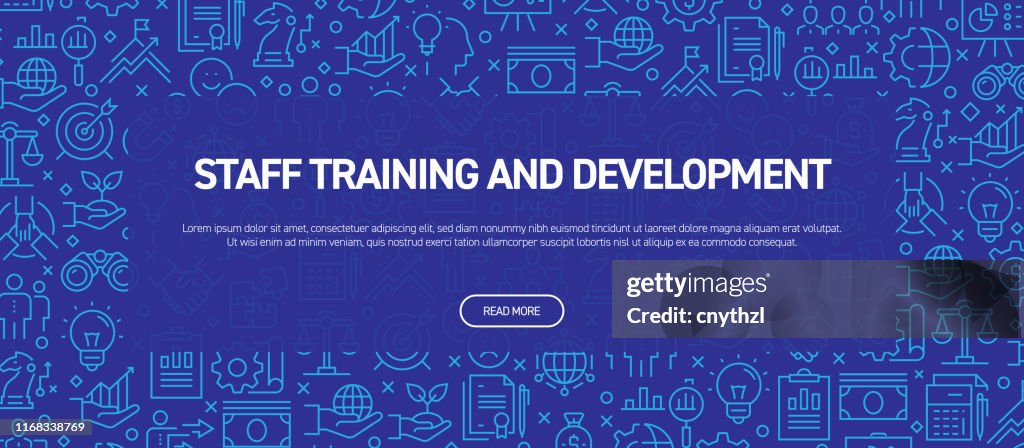 Staff Training and Development Concept - Business Related Seamless Pattern Web Banner