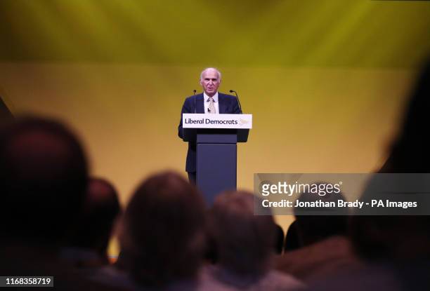 Former Lib Dem leader Sir Vince Cable speaks during the Liberal Democrats autumn conference at the Bournemouth International Centre in Bournemouth.