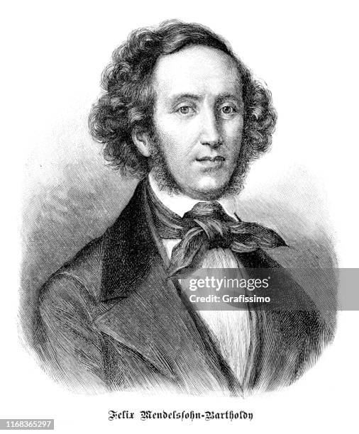 illustrations, cliparts, dessins animés et icônes de felix mendelssohn bartholdy portrait compositeur 1897 - compositeur