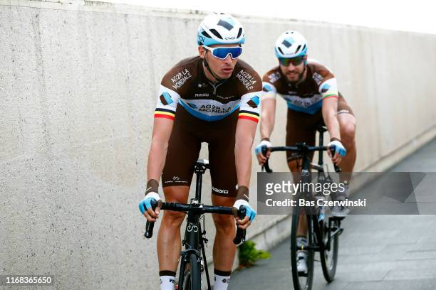 Start / Oliver Naesen of Belgium and Team AG2R La Mondiale / Gediminas Bagdonas of Lithuania and Team AG2R La Mondiale / during the 15th Binck Bank...