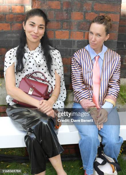 Caroline Issa and Lady Frances von Hofmannsthal attend the Roland Mouret front row during London Fashion Week September 2019 at The Royal Academy of...