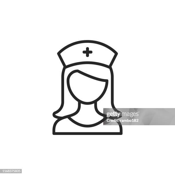 nurse line icon. pixel perfect. for mobile and web. editable stroke. - skilled nursing facility stock illustrations