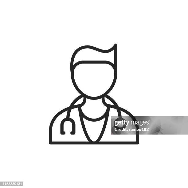 doctor line icon. pixel perfect. for mobile and web. editable stroke. - general practitioner stock illustrations