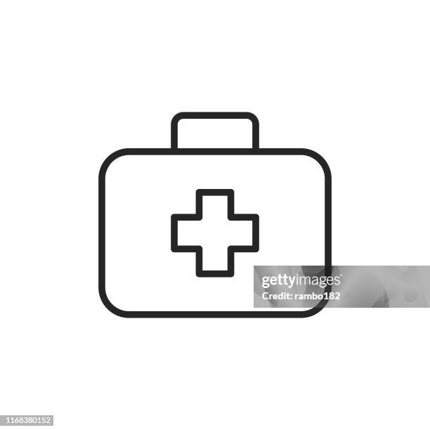 first aid kit line icon. pixel perfect. for mobile and web. editable stroke. - briefcase stock illustrations