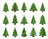 Christmas trees vector set stock illustration