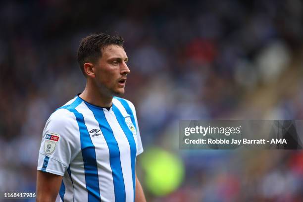 Tommy Elphick of Huddersfield Town during the Sky Bet Championship match between Huddersfield Town and Sheffield Wednesday at John Smith's Stadium on...