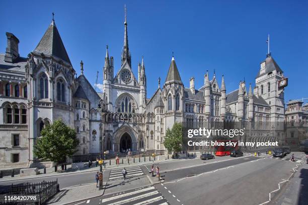 a high angle view point of the royal courts of justice, london. uk - fleet street stock pictures, royalty-free photos & images