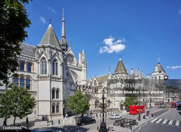 a high angle view point of the royal courts of justice, london. uk - fleet street stock pictures, royalty-free photos & images