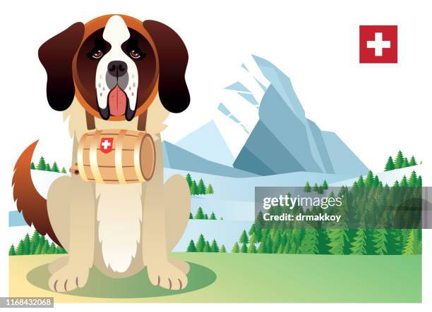 Saint Bernard And Mountain Helvetia High-Res Vector Graphic