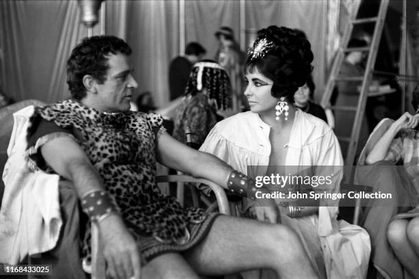 Richard Burton and Elizabeth Taylor on the set of Cleopatra