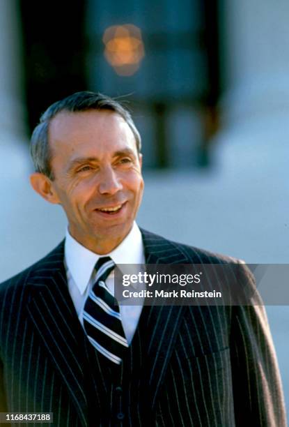 Associate Justice David Souter poses on the front plaza of the United States Supreme Court after being sworn in as the newest member of the high...