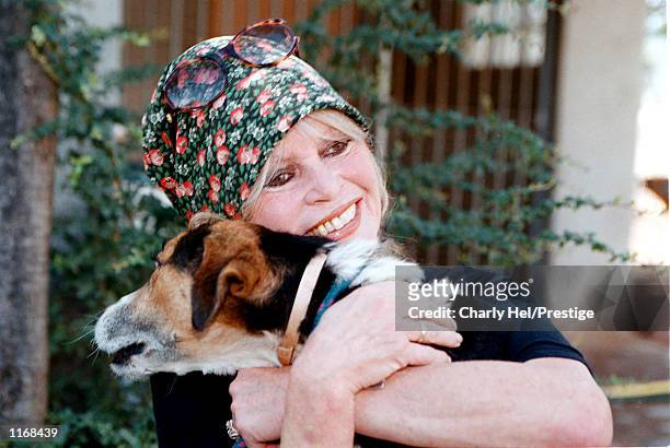 Animal rights activist Brigitte Bardot visits her dog refuge "The Nice Dogs" of Carnoules on October 7, 2001 in Paris, France.