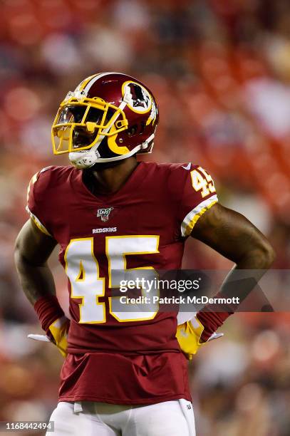 Dominique Rodgers-Cromartie of the Washington Redskins in action in the first half during a preseason game against the Cincinnati Bengals at...