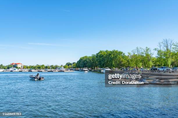 couchiching beach park in orillia, ontario, canada - lake couchiching stock pictures, royalty-free photos & images
