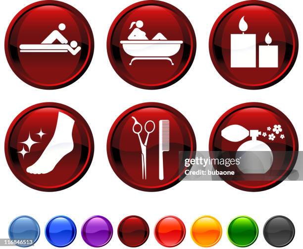spa royalty free vector icon set - scented candle stock illustrations