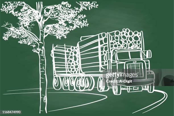 logging transport chalkboard - uphill stock illustrations