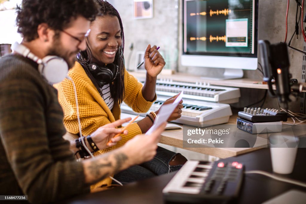 Singer Project Work Design Working On Their New Music Project In Studio High-Res Stock Photo ...