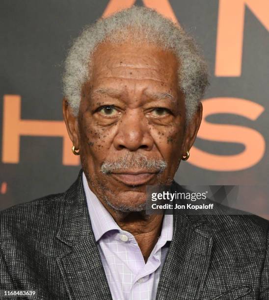 Morgan Freeman attends the Photocall For Lions Gate's "Angel Has Fallen" at the Beverly Wilshire Four Seasons Hotel on August 16, 2019 in Beverly...