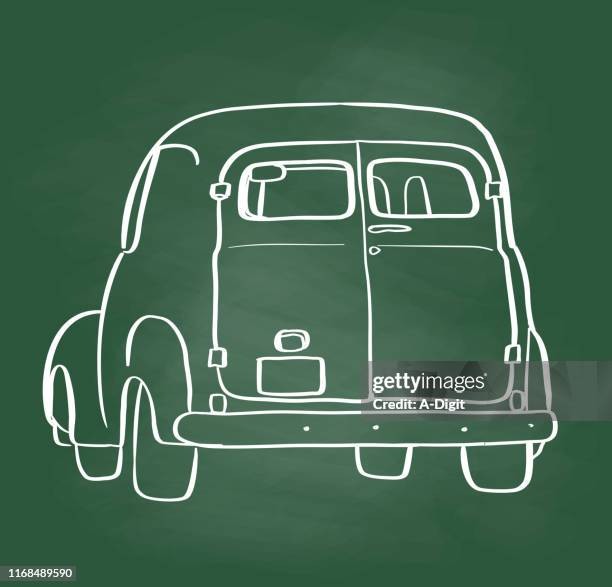 vintage car chalkboard - milk truck stock illustrations