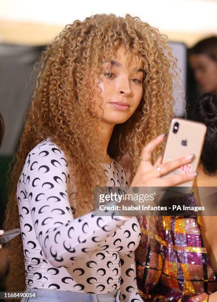 Ella Eyre on the front row during the Ashish Spring/Summer 2020 London Fashion Week show outside the Seymour Hall in London.