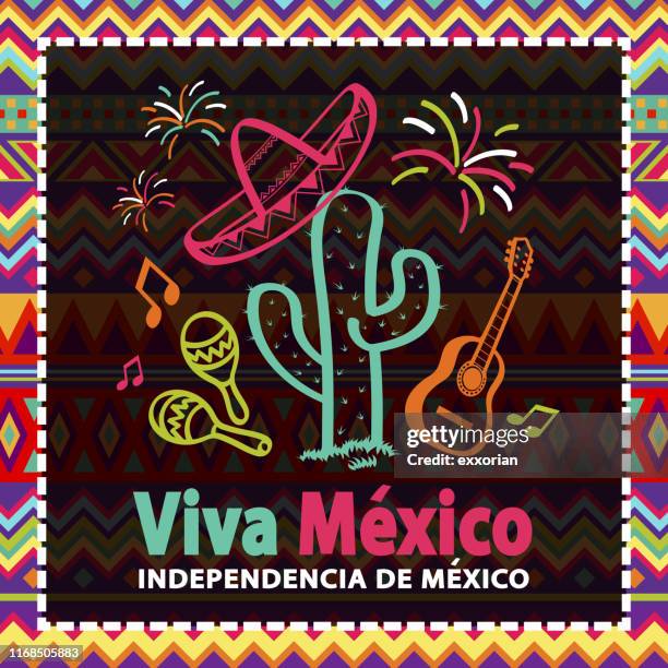 mexican independence day party - sombrero maracas stock illustrations