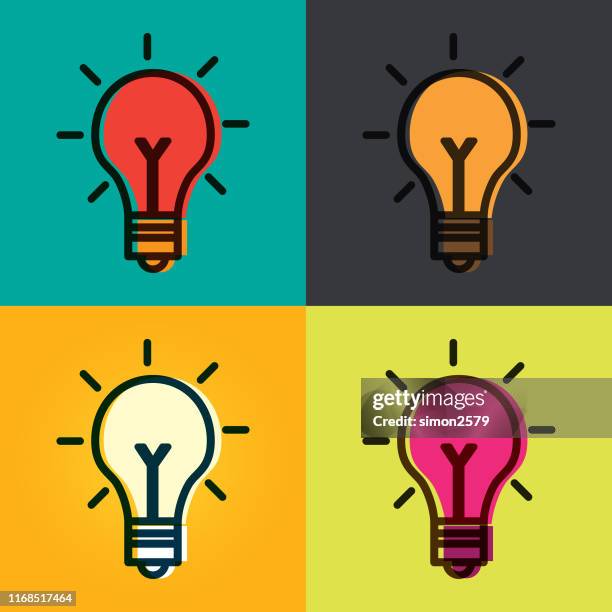 vector modern light bulb icon - genius icon stock illustrations