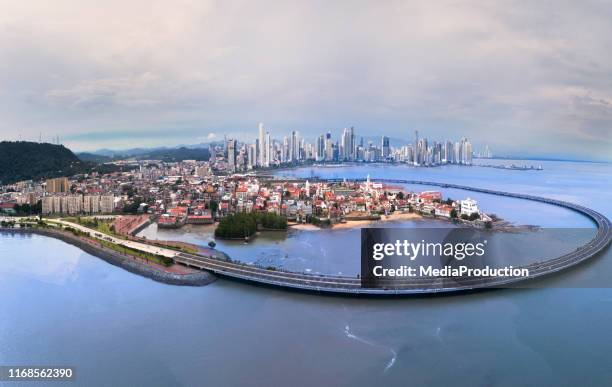 panama city panorama with old and new towns and old town bypass - panama city stock pictures, royalty-free photos & images