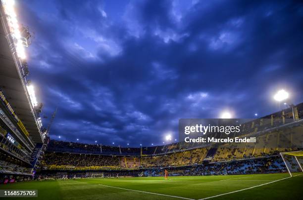 General View of Estadio Alberto J. Armando before a match between Boca Juniors and Estudiantes de La Plata as part of Superliga Argentina 2019/20 at...