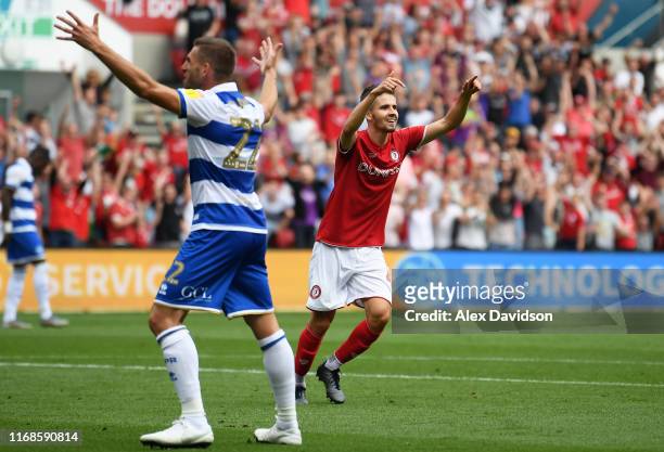 Adam Nagy of Bristol City celebrates scoring his sides first goal during the Sky Bet Championship match between Bristol City and Queens Park Rangers...