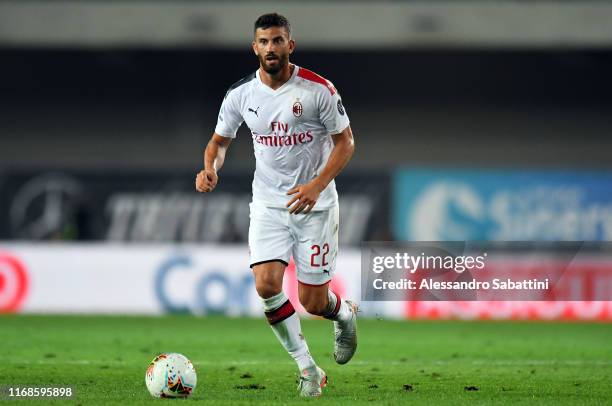 Mateo Musacchio of AC Milan in action during the Serie A match between Hellas Verona and AC Milan at Stadio Marcantonio Bentegodi on September 15,...